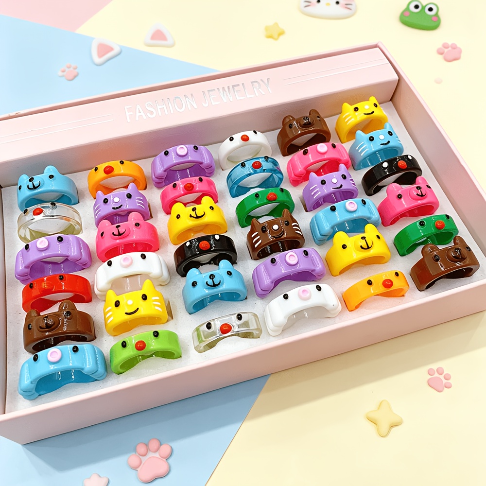 15pc Cute Cartoon Pet Animal Ring Set for Women, Fun Accessories